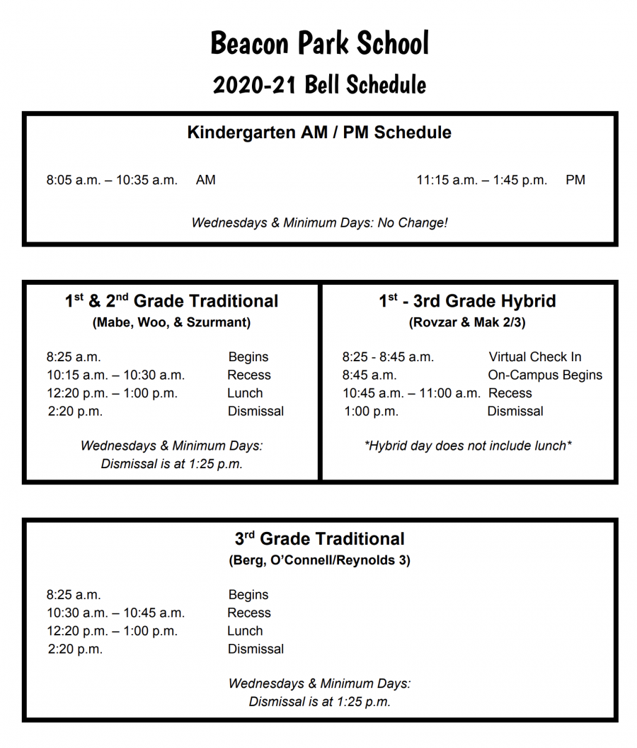 Bell Schedule | Beacon Park K-8
