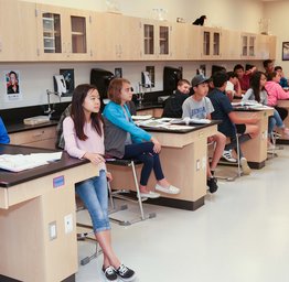 students in science class