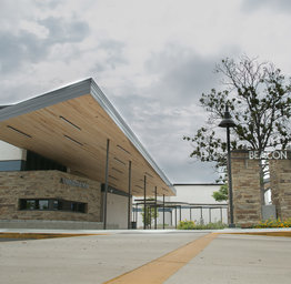 front of school admin building